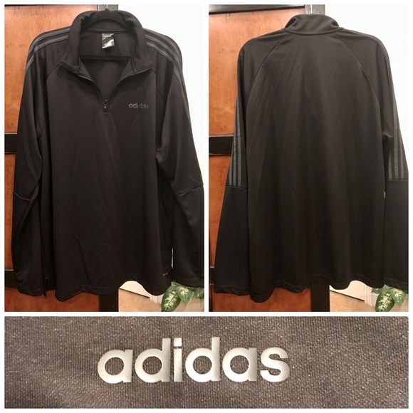 Adidas Climalite 2XL black quarter zip warm up track jacket - Picture 7 of 8